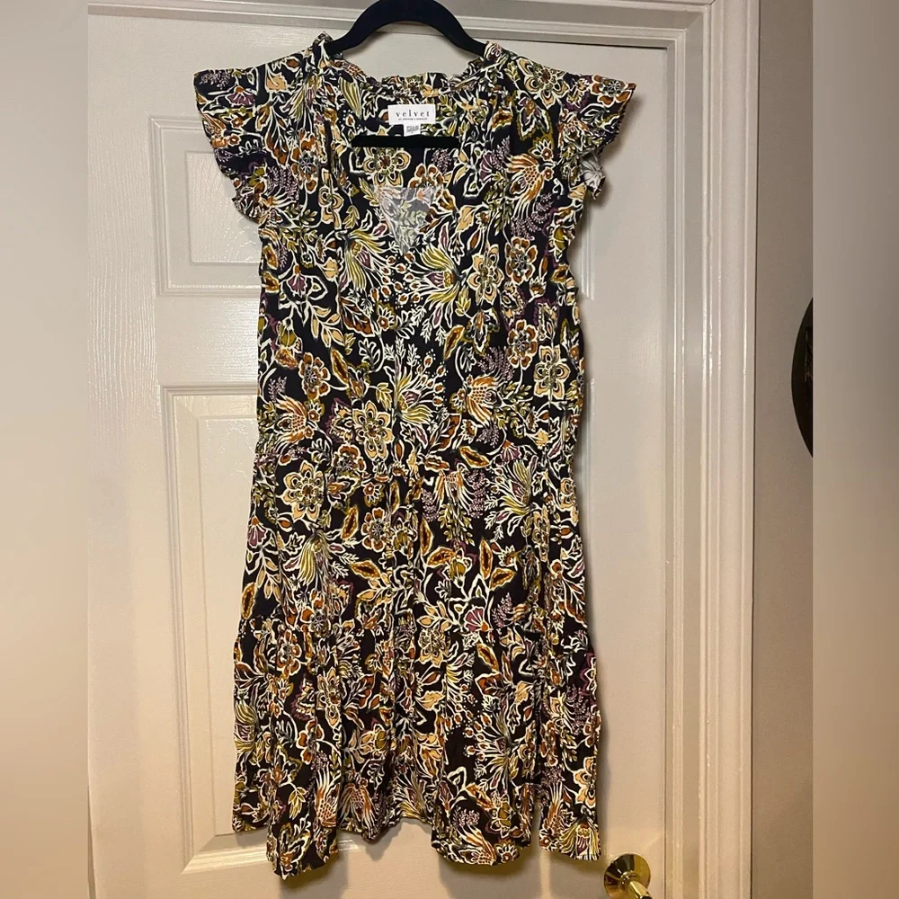 NWT Velvet by Graham & Spencer‎ Floral Fireglow Paloma Sleeveless Dress Summer